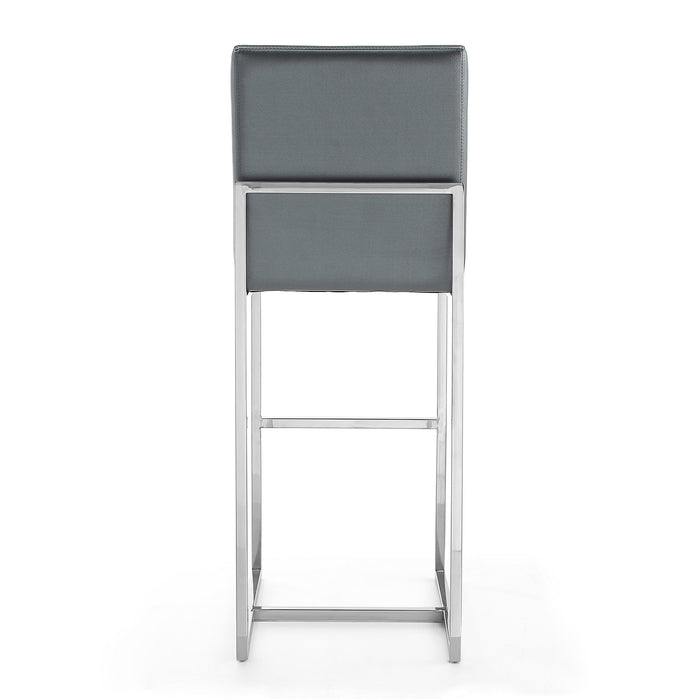 Manhattan Comfort Element 42.13\" Polished Chrome Stainless Steel Barstool - Graphite