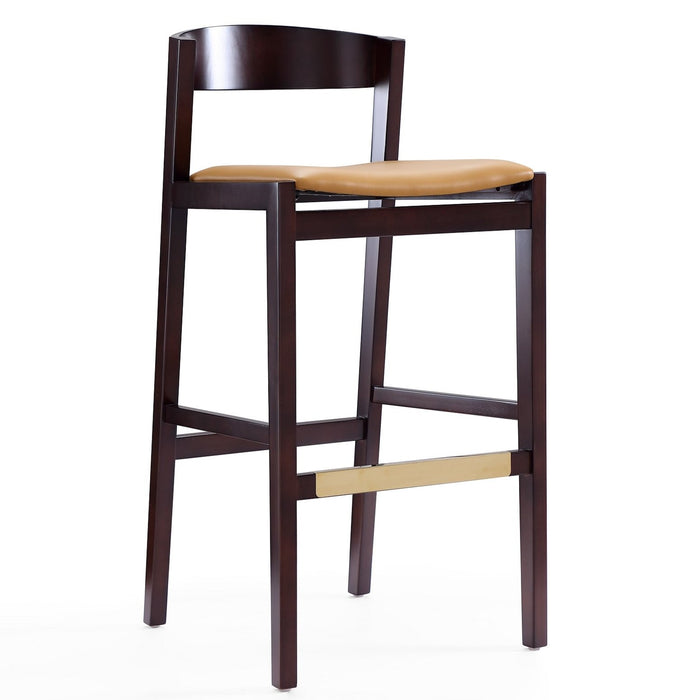 Manhattan Comfort Klismos 40.75\" Beech Wood Barstool - Camel & Dark Walnut