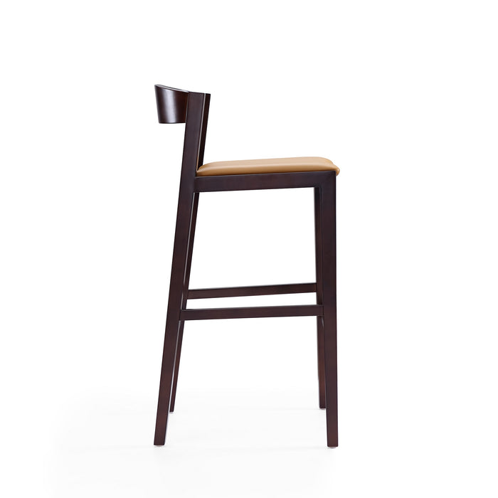Manhattan Comfort Klismos 40.75\" Beech Wood Barstool - Camel & Dark Walnut