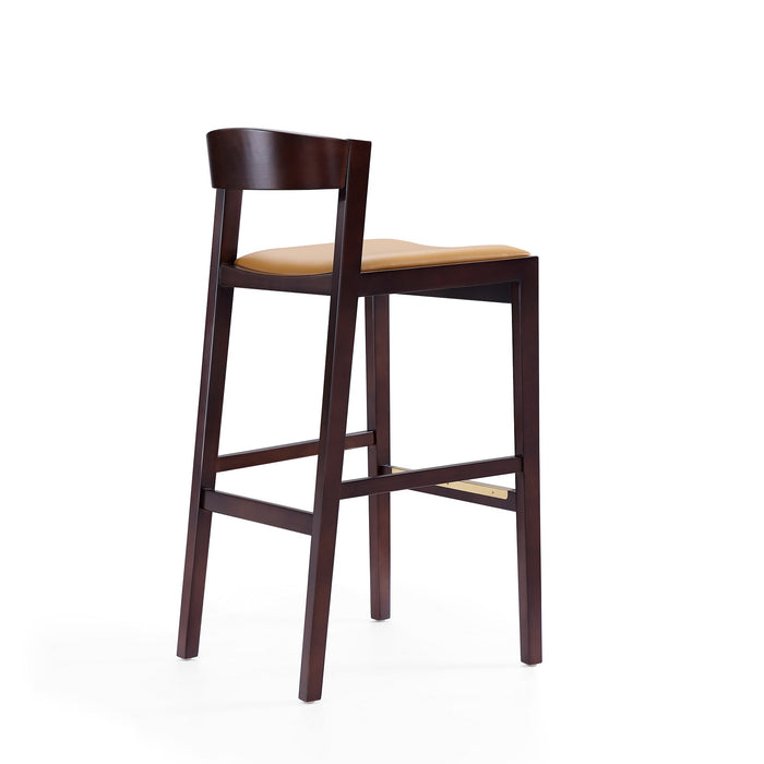 Manhattan Comfort Klismos 40.75\" Beech Wood Barstool - Camel & Dark Walnut