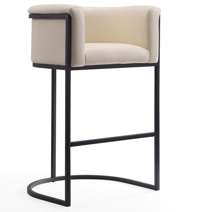 Manhattan Comfort Cosmopolitan 37.8\" Metal Barstool - Cream & Black