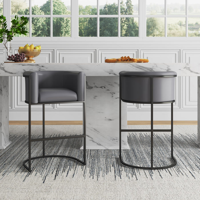 Manhattan Comfort Cosmopolitan 37.8\" Metal Barstool - Grey & Black