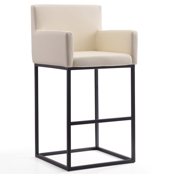 Manhattan Comfort Ambassador 42\" Metal Barstool - Cream & Black