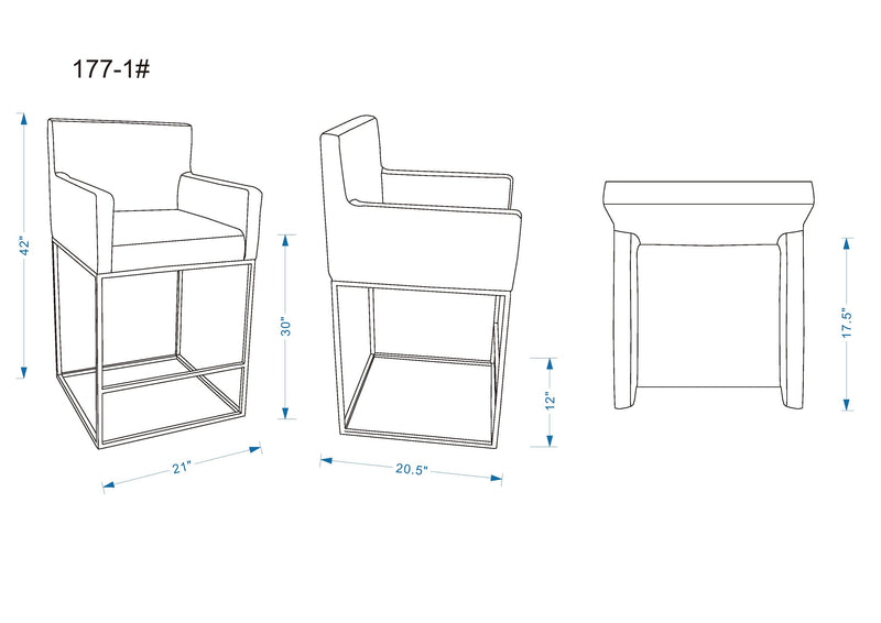 Manhattan Comfort Ambassador 42\" Metal Barstool - Cream & Black