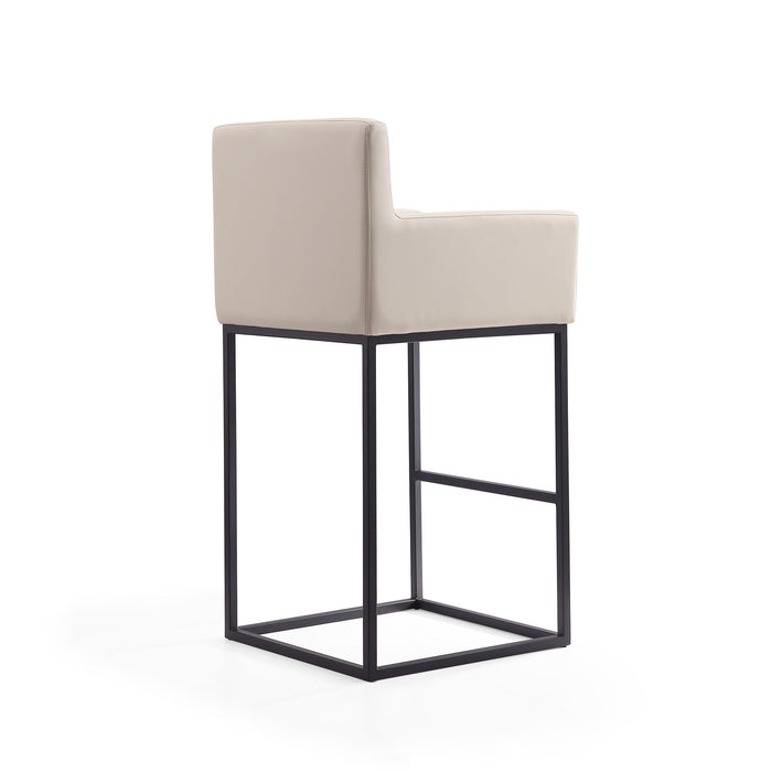 Manhattan Comfort Ambassador 42\" Metal Barstool - Cream & Black