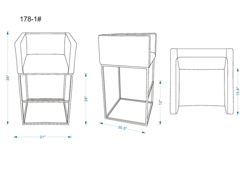Manhattan Comfort Embassy 38\" Metal Barstool - Cream & Black