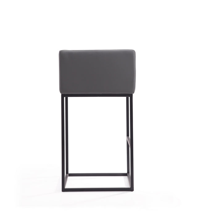 Manhattan Comfort Embassy 38\" Metal Barstool - Grey & Black