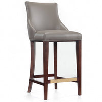 Manhattan Comfort Modern Shubert Barstool Upholstered Leatherette with Beech Wood Legs - Dark Taupe