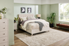 Cami Panel Bed with Fabric Headboard & Frame, Grey Oak - Queen Size | Lit à panneaux Cami en chêne gris avec tête de lit en tissu et cadre de lit - format grand lit
