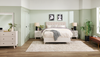 Cami Panel Bed with Fabric Headboard & Frame, Grey Oak - Queen Size | Lit à panneaux Cami en chêne gris avec tête de lit en tissu et cadre de lit - format grand lit