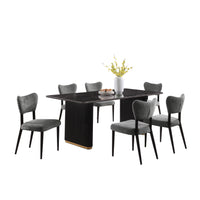 Kort & Co. Capri 7pc Dining Set with Table & 6 Chairs, Gold Accent, Pedestal Base, 72