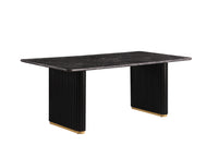 Kort & Co. Capri Dining Table with Marble-Look Top & Gold Accent, Pedestal Base, 72