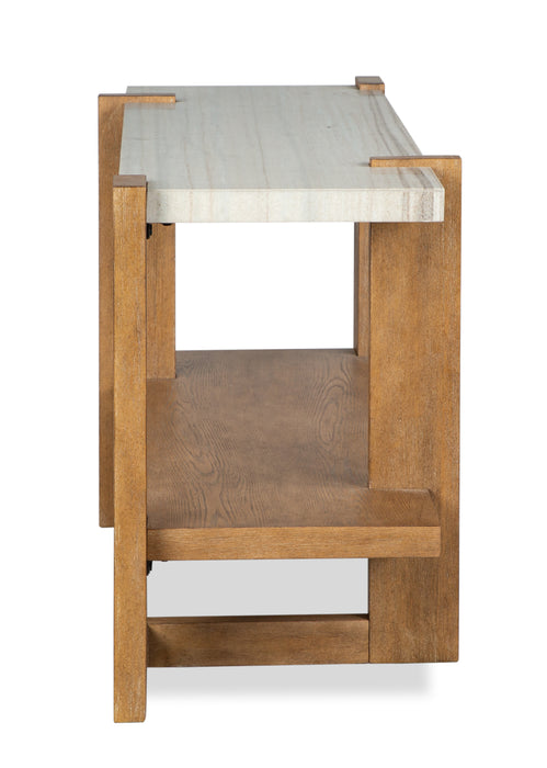 Carlisle 57.5\"  Sofa Table with Storage and Faux Granite Top - Honey Wheat