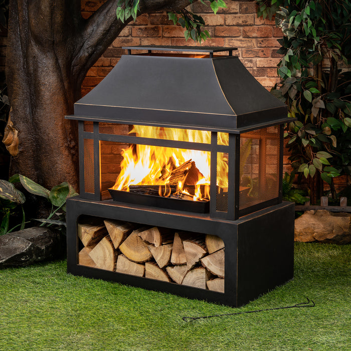 Deko Living 40\" Metal Wood Burner Fireplace