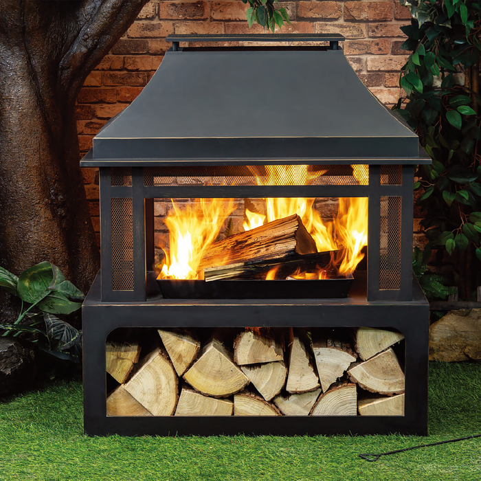Deko Living 40\" Metal Wood Burner Fireplace