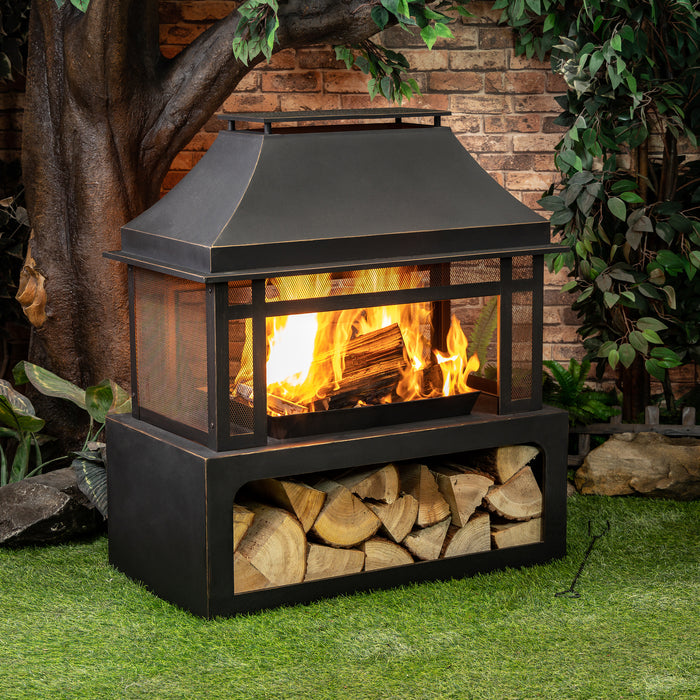 Deko Living 40\" Metal Wood Burner Fireplace