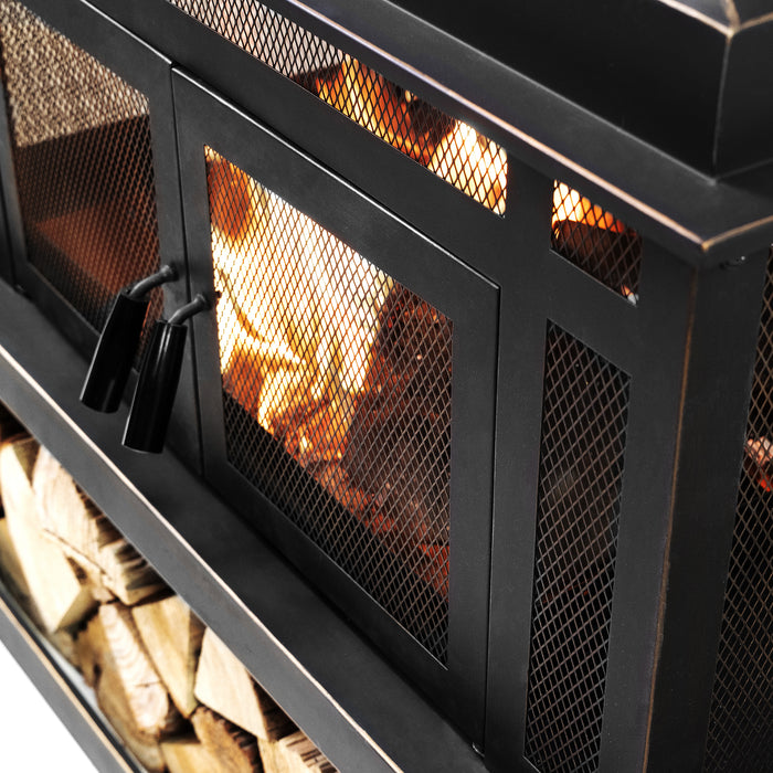 Deko  Living 80\" Metal Wood Burner Fireplace 