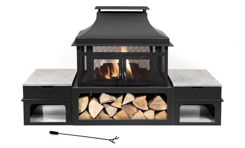 Deko  Living 80\" Metal Wood Burner Fireplace 