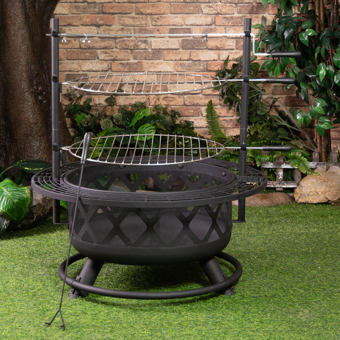 Deko Living Wood Burner Fire Pit & Rotisserie
