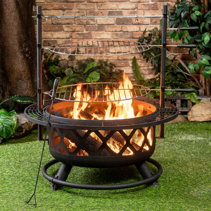 Deko Living Wood Burner Fire Pit & Rotisserie