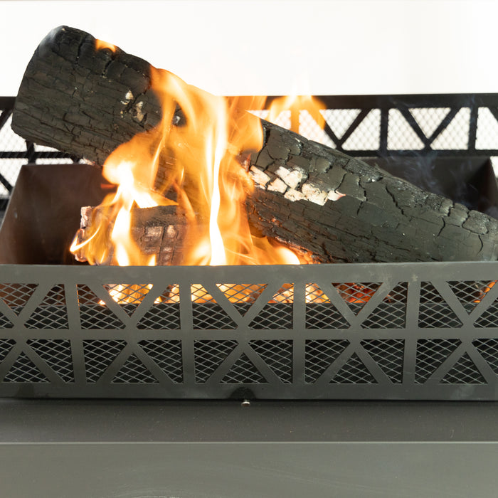 Deko Living Outdoor Metal Fireplace with Log Storage