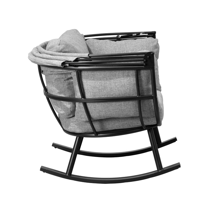 Deko Living Outdoor Rocking Egg Chair with Canopy - Black