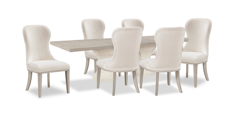 Corsa 7pc Dining Set with Table and 6 Chairs - Antique White Oak and Light Grey 