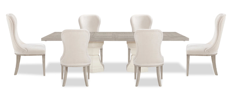 Corsa 7pc Dining Set with Table and 6 Chairs - Antique White Oak and Light Grey 
