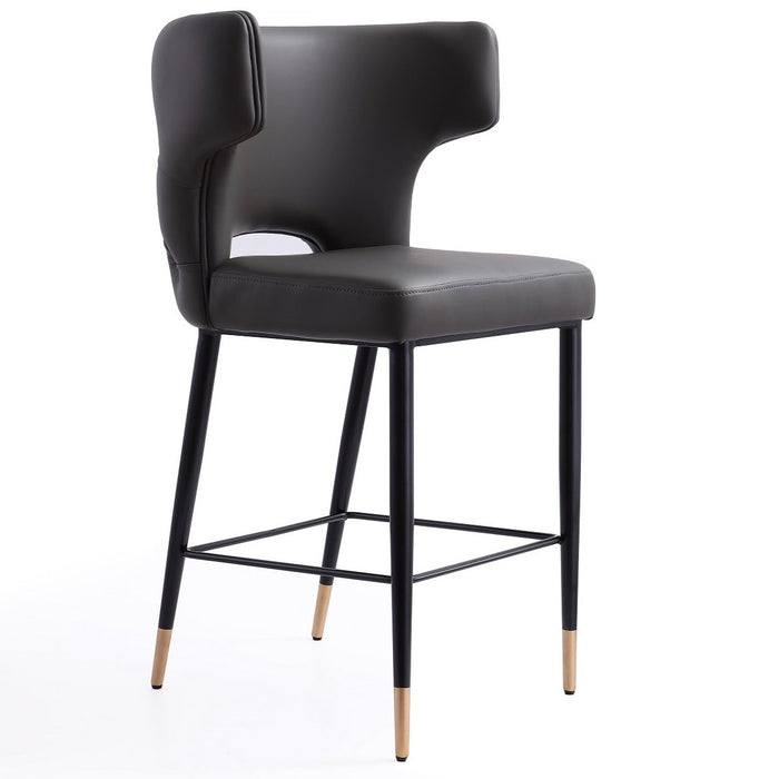 Manhattan Comfort Holguin 37\" Counter Height Barstool with Tufted Back Buttons - Grey