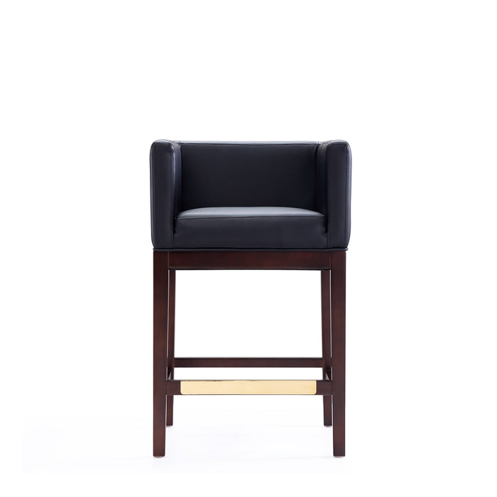 Manhattan Comfort Kingsley 34\" Beech Wood Counter Height Barstool - Black & Dark Walnut