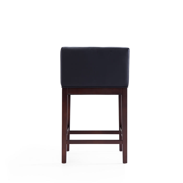 Manhattan Comfort Kingsley 34\" Beech Wood Counter Height Barstool - Black & Dark Walnut