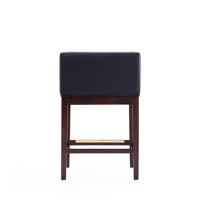Manhattan Comfort Kingsley 34\" Beech Wood Counter Height Barstool - Black & Dark Walnut