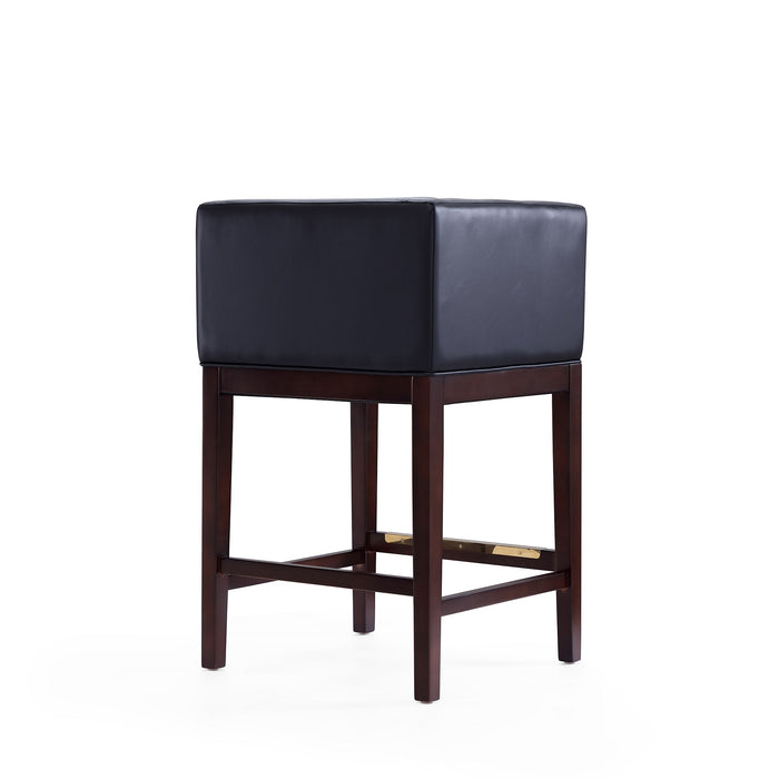Manhattan Comfort Kingsley 34\" Beech Wood Counter Height Barstool - Black & Dark Walnut