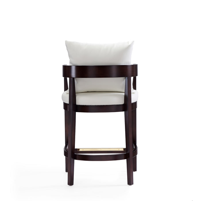 Manhattan Comfort Ritz 34\" Beech Wood Counter Height Barstool - Ivory & Dark Walnut