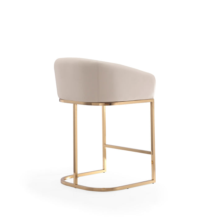 Manhattan Comfort Louvre 36\" Stainless Steel Counter Height Barstool - Cream & Titanium Gold