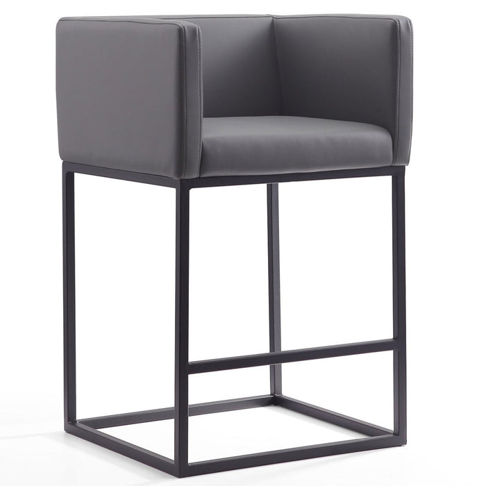 Manhattan Comfort Embassy 34\" Metal Counter Height Barstool - Grey & Black
