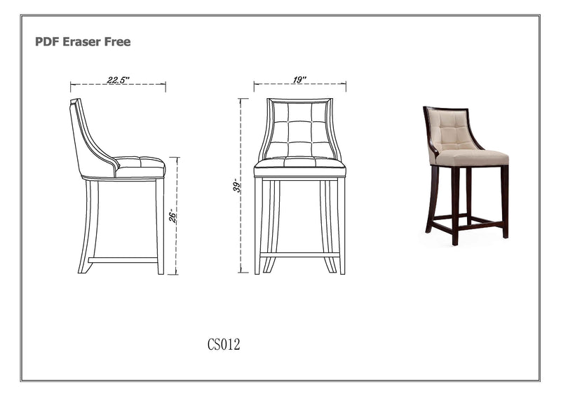 Manhattan Comfort Fifth Avenue 39.5\" Beech Wood Counter Height Barstool - Camel & Dark Walnut