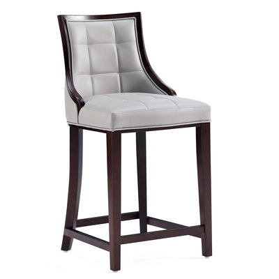 Manhattan Comfort Fifth Avenue Faux Leather Counter Height Barstool - Light Grey|Tabouret bar Fifth Avenue de Manhattan Comfort de hauteur comptoir en similicuir - gris clair