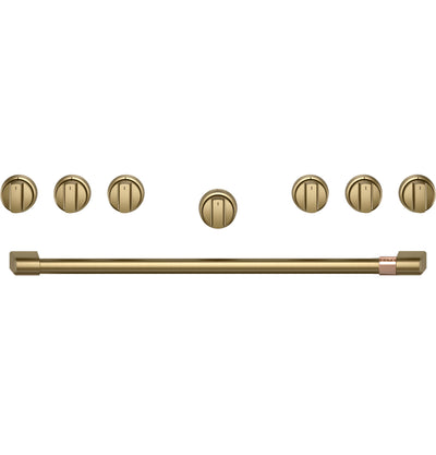 Café 36" Brushed Brass Handle and Knob Kit for Pro Range and Rangetop - CXPR6HKPTCG|Trousse de poignée et de boutons Café laiton brossé de 36 po pour cuisinière et surface de cuisson professionnelles - CXPR6HKPTCG