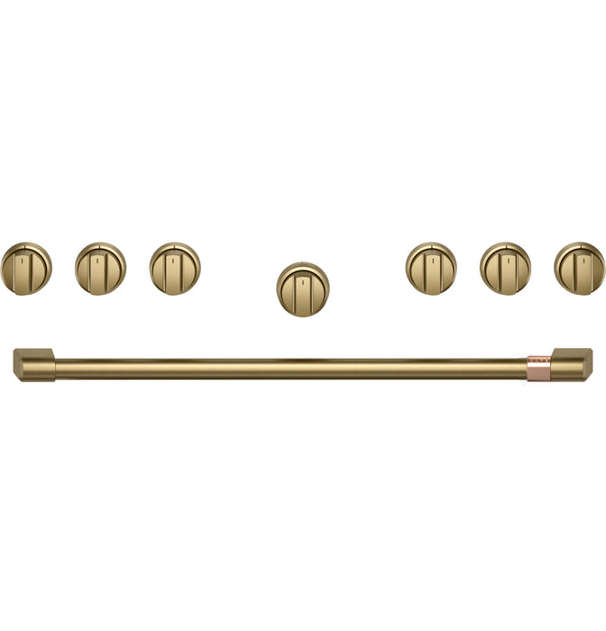 Café 36\" Brushed Brass Handle and Knob Kit for Pro Range and Rangetop - CXPR6HKPTCG