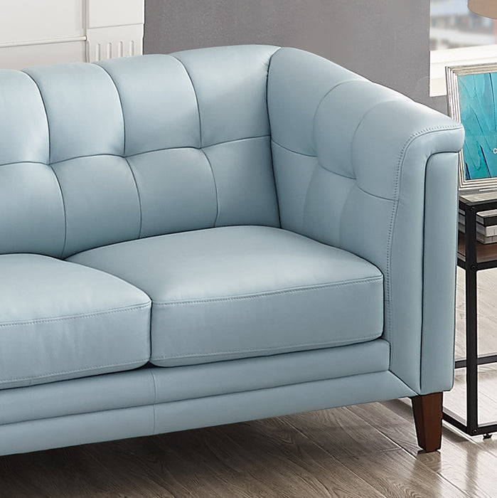 Hydeline Bodie Leather Loveseat - Spa Blue
