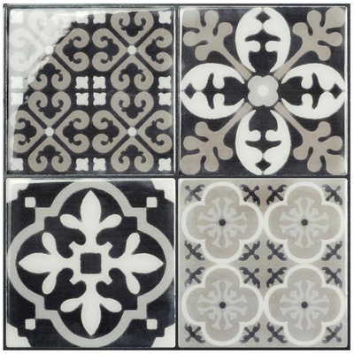 Smart Tiles Peel and Stick 4-Sheet 9 x 9 Backsplash - Vintage Arezzo|Dosseret Smart Tiles peler et coller 9 x 9, 4 feuilles - Vintage Arezzo