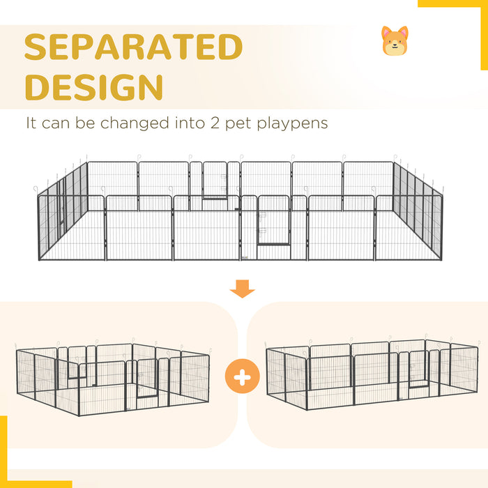 Pawhut Heavy Duty Dog Playpen, Metal Pet Puppy Exercise Pen, Diy Design, Outdoor Indoor, For Small And Medium Dogs, Grey