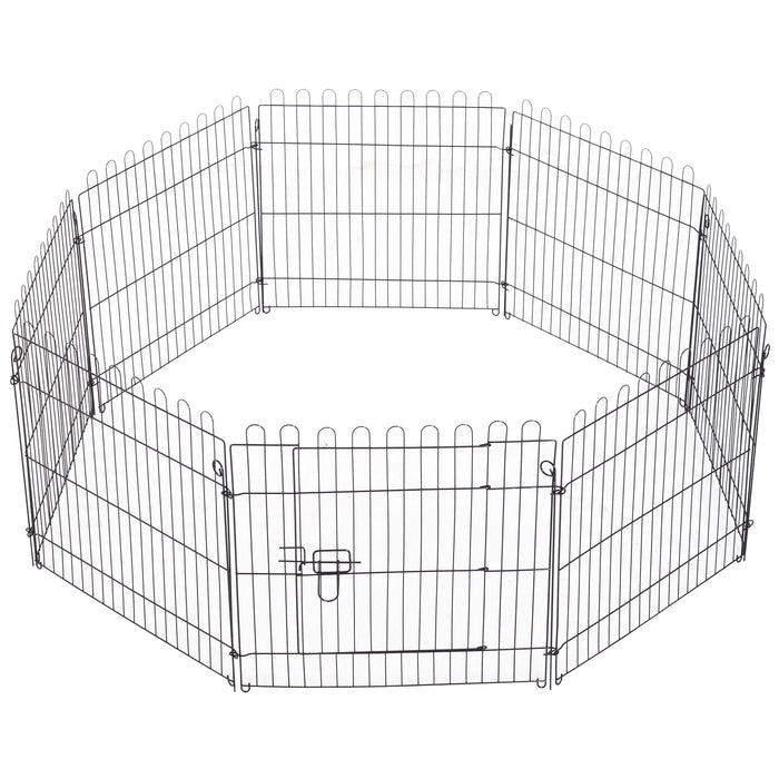 Pawhut 30inch 8-panel Octagon Pet Exercise Playpen Crate Foldable Dog Cage Pen Puppy Kennel, Black