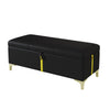 Tony Soft Velvet Upholstered Storage Ottoman Bench With Metal Legs,black
