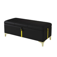 Tony Soft Velvet Upholstered Storage Ottoman Bench With Metal Legs,black 