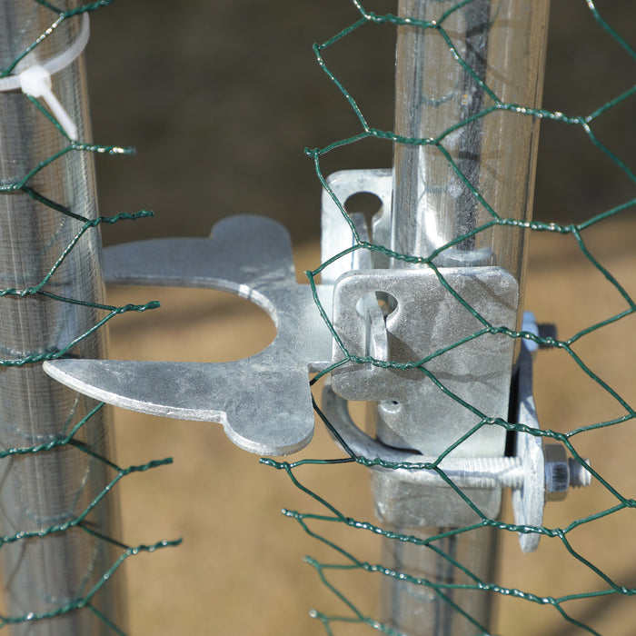 Pawhut 9.8' X 19.7' Metal Chicken Coop, Galvanized Walk-in Hen House, 3 Rooms Poultry Cage Outdoor With Waterproof Uv-protection Cover For Rabbits, Ducks