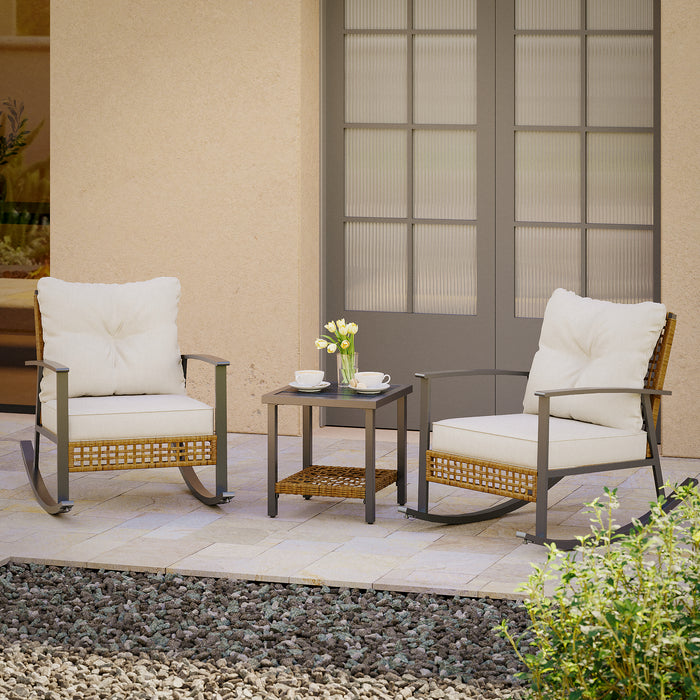 Lausaint 3 Piece Patio Conversation Set Beige Patio Seat