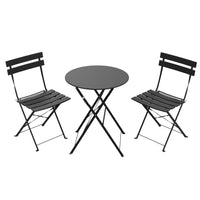 Lausaint Bistro Folding Three-Piece Set Black Patio Seating Package 