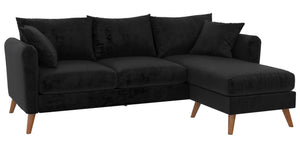 Novogratz Magnolia Reversible Sectional Sofa with Pillows - Black